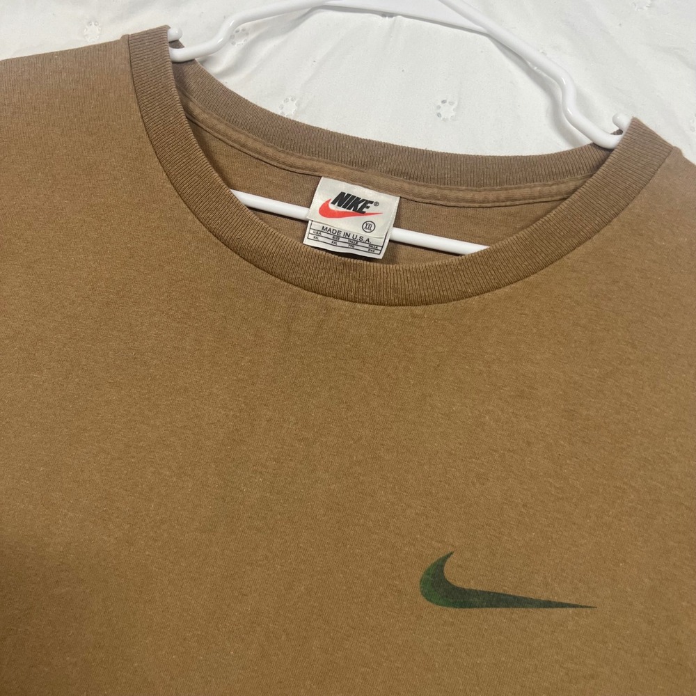 Vintage Nike Air T-Shirt Mens XXL Brown Green Swoosh Made in USA Short Sleeve